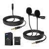 NEEWER LM3 2m Dual Microphone, Lavalier Lapel Microphone, Clip-on Omnidirectional Wired Microphone with 3.5mm TRS 4m Extension Cable, Noise-Reducing