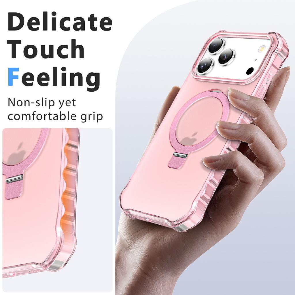 For iPhone 17 Pro Max Case Compatible with MagSafe Matte Kickstand Hybrid Phone Cover Small Wavy Edge