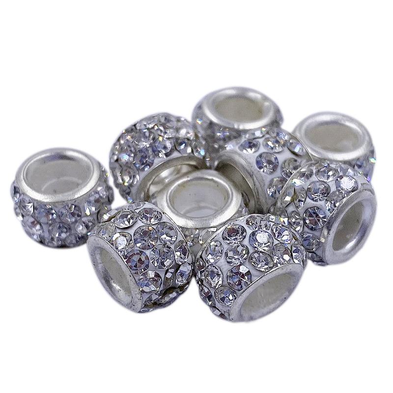10 шт. 12 мм большое отверстие CZ хрустальные бусины горный хрусталь разделитель подвески подходят для браслет ожерелье DIY ювелирные аксессуары