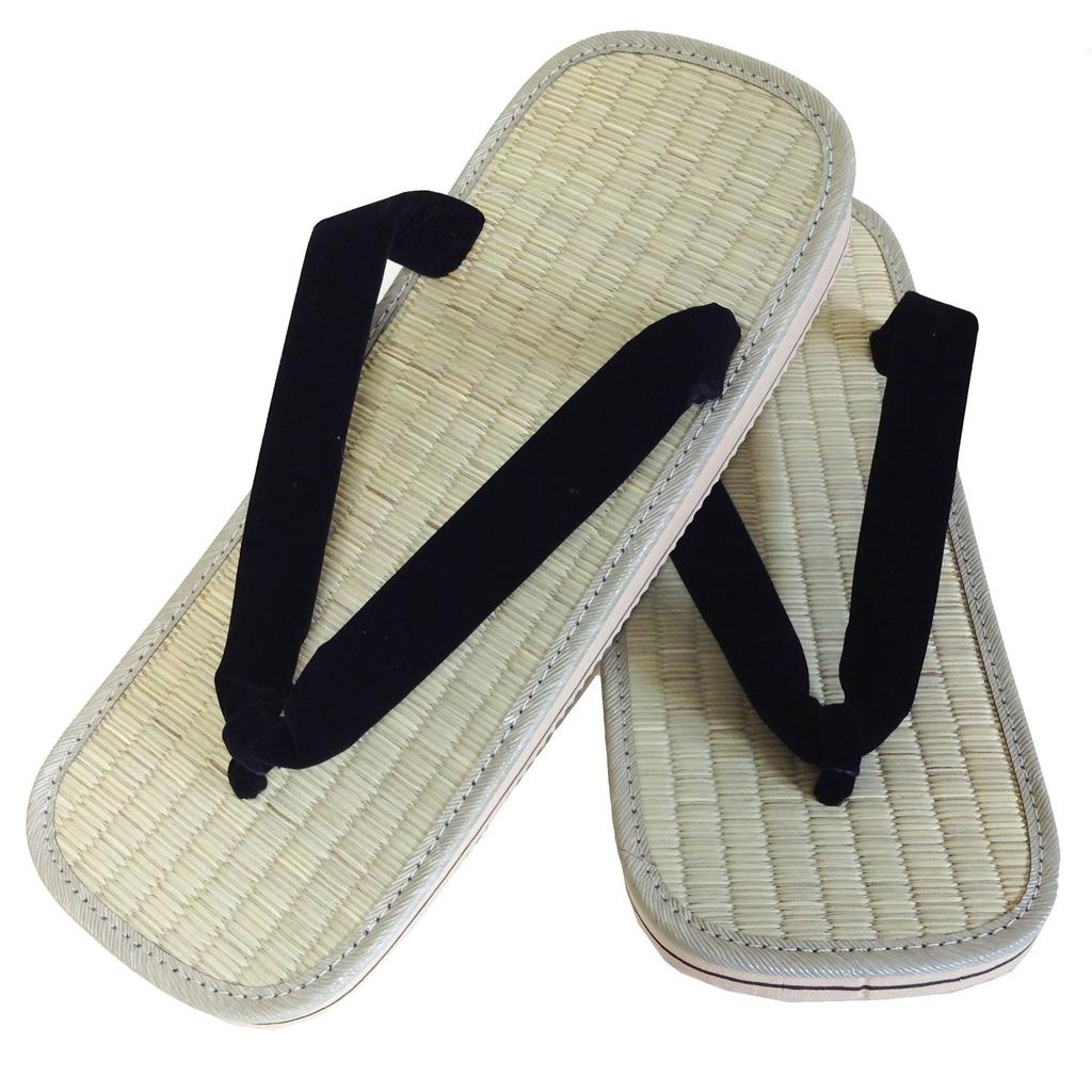 Гэта Эдотен из травы игаса с губчатой подошвой, удобные для ног, большого размера 4L 30 см. Сандалии, подошвы, задник, черный, (3XL),