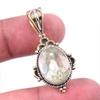 Natural Lemon Quartz 925 Solid Sterling Silver TwoTone Gift Pendant 1.50" v9Q23