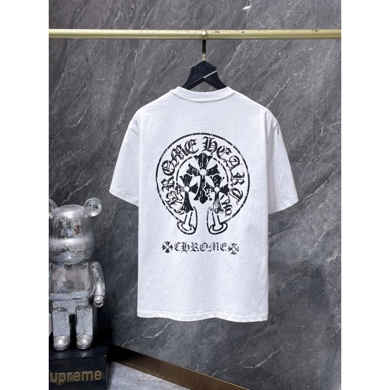 Mens Oversized Cotton T-Shirt With 3D Embroidered Cross Star Streetwear Short Sleeve Tee
