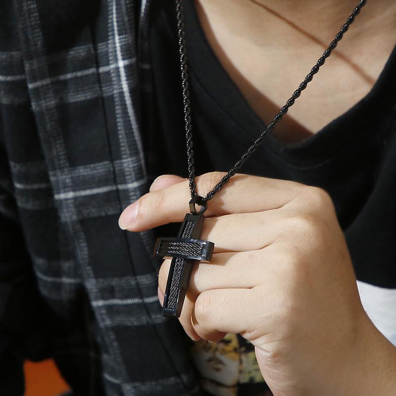 Fashion Cross Pendant Necklace For Men Prayer Stainless Steel Dubai Crux Chain Choker Christ Jewellry