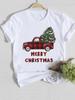 Deer Cartoon Style 90s Christmas Happy New Year Female Women Clothes Print O-neck Lady Casual Fashion Shirt Tee Graphic T-shirt