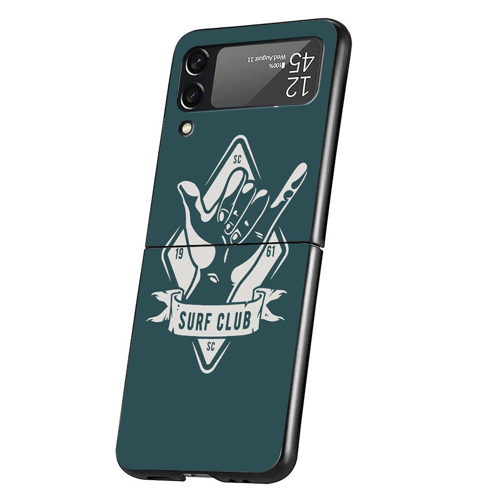 Surf Board Aesthetic Cover Phone Case For Samsung Galaxy Z Flip 7 6 5 4 3 5G Flip7 Flip6 Flip5 Flip4 Flip3 Black Fundas Shell Ga