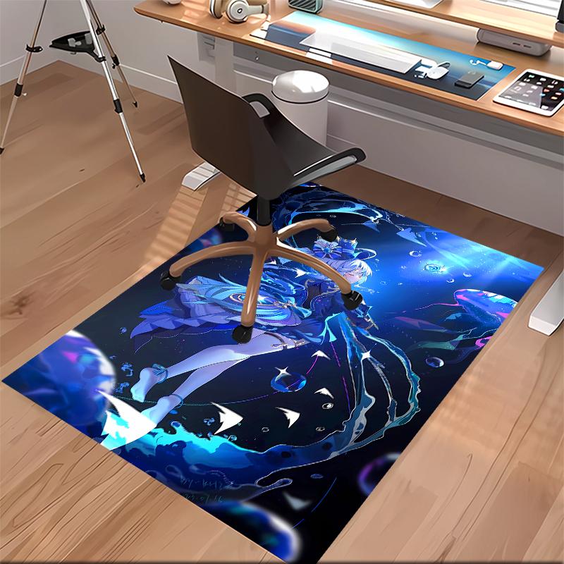 1pc Genshin Impact Furina Print Area Rug - Soft, Washable Non-Slip Indoor Mat for Office Chairs, Living Room, Home Office Decorative Rug