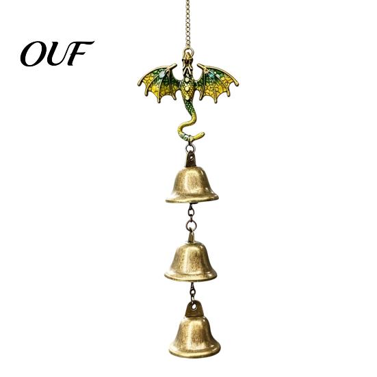 Fantasy Style Gift Retro Dragon Hanging Bells, Metal Flying Wind Chime, Rustic Outdoor Garden Ornament for Patio Porch Yard Home Decor Exquisite Alloy