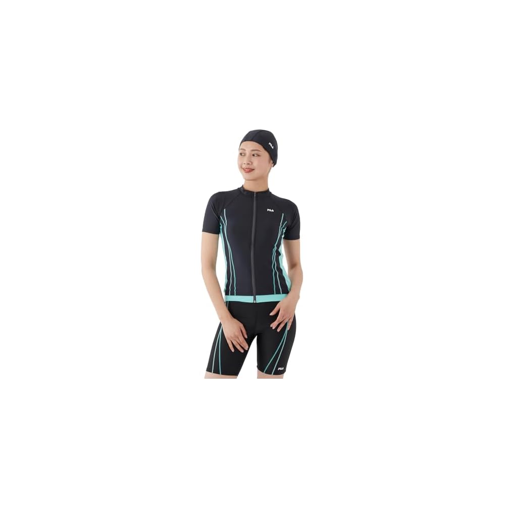 FILA Women's Tankini Zip Swimsuit with Sleeves + Cap 3120656GMT19L