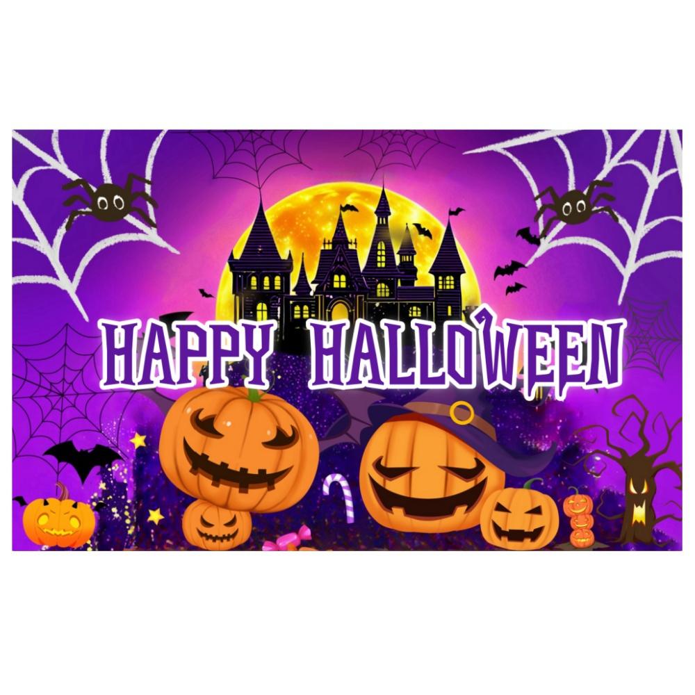 Halloween Party Decoration Purple Banner Backdrop Signs Photography Background 2025 Halloween Party Supplies Can Customized