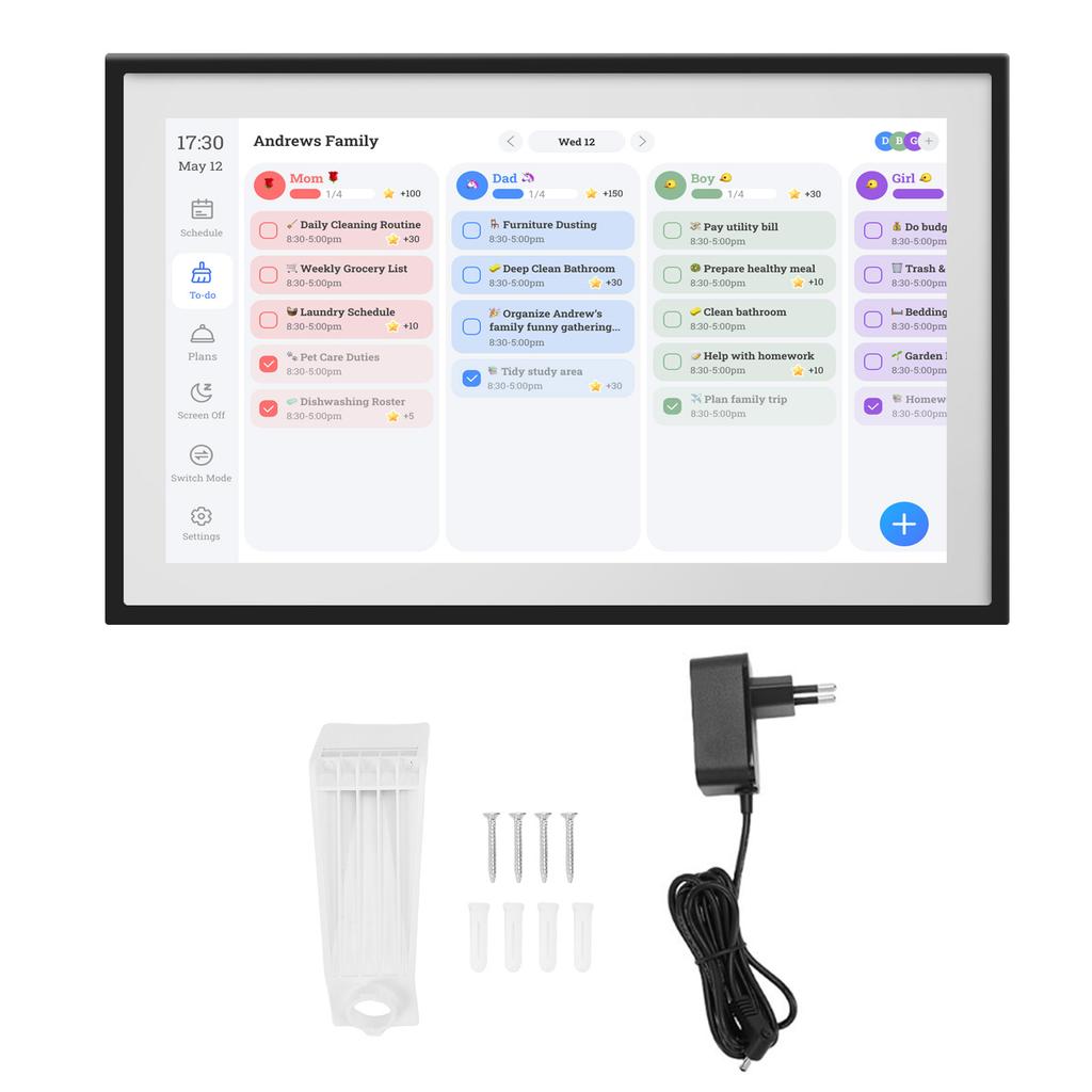 15,6-дюймовый настенный планировщик WiFi, цифровой календарь, список дел 1920x1080, умный сенсорный экран, интерактивный дисплей, настенный, настольный