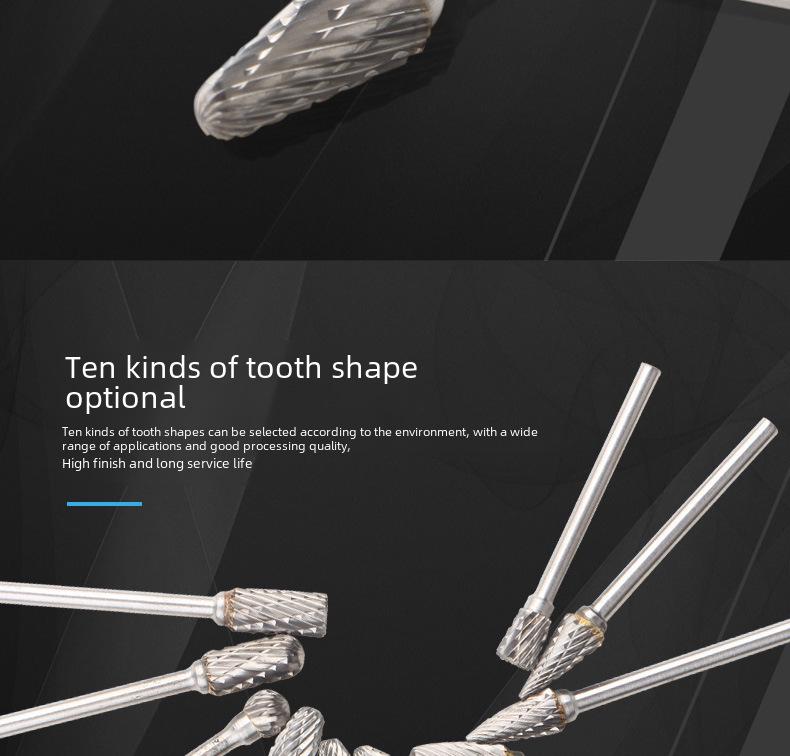 Аксессуар для шлифовальной машины с вращающимся напильником из карбида вольфрама - головка фрезы с одним и двумя зернами