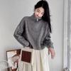 Pullover Knitwear Women 2022 Autumn And Winter Lantern Long Sleeve Zipper  Solid Casual High Neck Pullover Sweater Women Tops