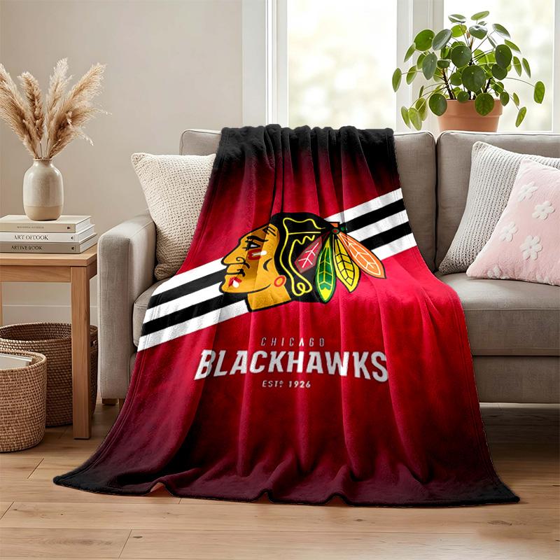 Chicago Blackhawks blanket Flannel Blanket Soft Cozy Plush Throw for Sofa Bed Lightweight Home Decoration