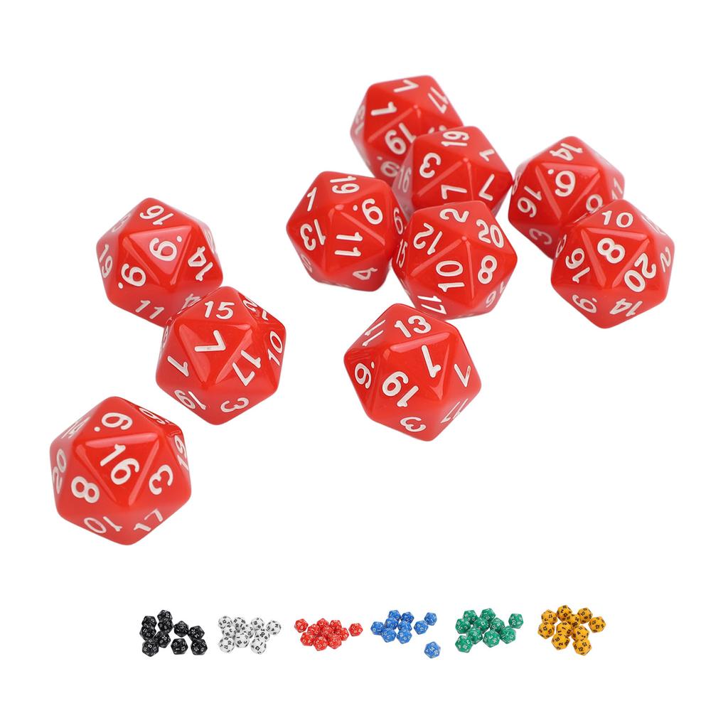 10PCS Polyhedral Dice Set Plastic Lightweight 20 Sided Dice for Role Playing Table Games