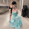 Сексуальное сетчатое платье-подвязка с принтом чистого желания женское летнее темпераментное с поясом пляжный отпуск бедра рыбий хвост длинная юбка