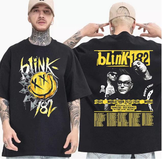 Unisex Cotton Short Sleeve Blink-182 Tour 2023 2024 Shirt, Blink 182 Fan Shirt.