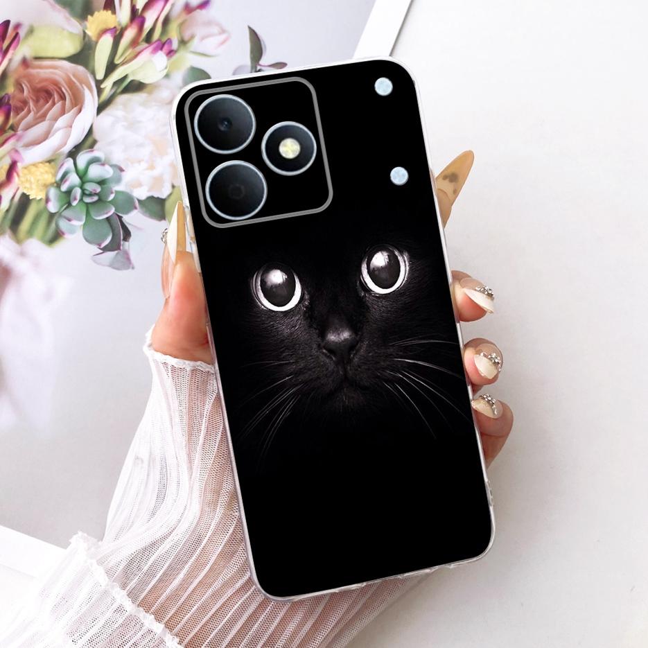 Чехол для Realme Note 80 4G RMX5388 Милый Кот Цветы Рисованный Чехол Мягкий Силиконовый Чехол Для Realme Note 80 Note80 Задняя Крышка Fundas