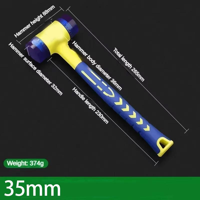 Резиновый молоток 25/35/45 мм Двухголовочный Многофункциональный Двусторонний Молоток с Мягким Касанием Черная Пластиковая Обрезиненная Рукоятка DIY Ручной Инструмент
