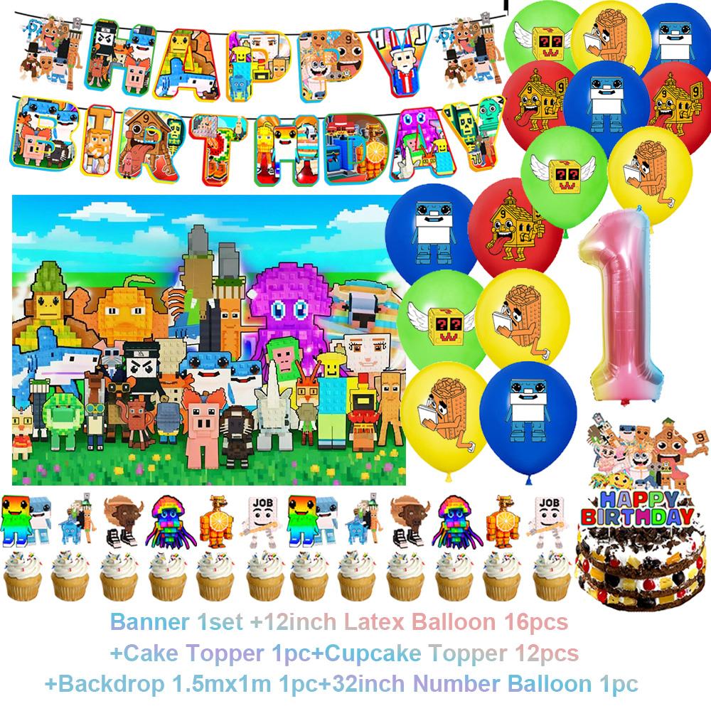 Steal n Catch The Brainrot Birthday Party Decorations Number Balloon Cake Topper Popular Game Background Party Supplies Kid Gift