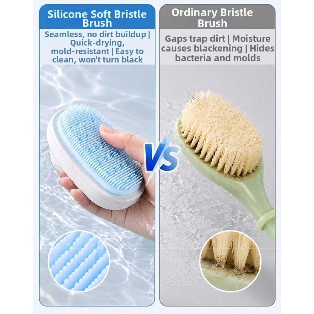 Soft Bristle Body Cleansing Tool Long Handle Bubble Massager Brush Bath Back Scrubber Bathroom Use