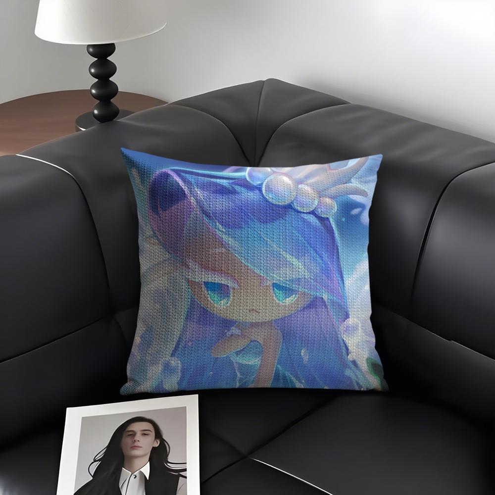 CCookie RunN Kingdom Cartoon Cushion Cover Natural Linen Organic Fabric DoubleSided Printing Sofa Home Decor Gift Pillow Case