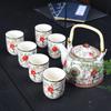 1 Pot 6 Cups Creative CeramicTea Set Handmade TeaPot Cup Chinese Porcelain Gift GungFu Floral Tea Teaware Office Travel Teaware