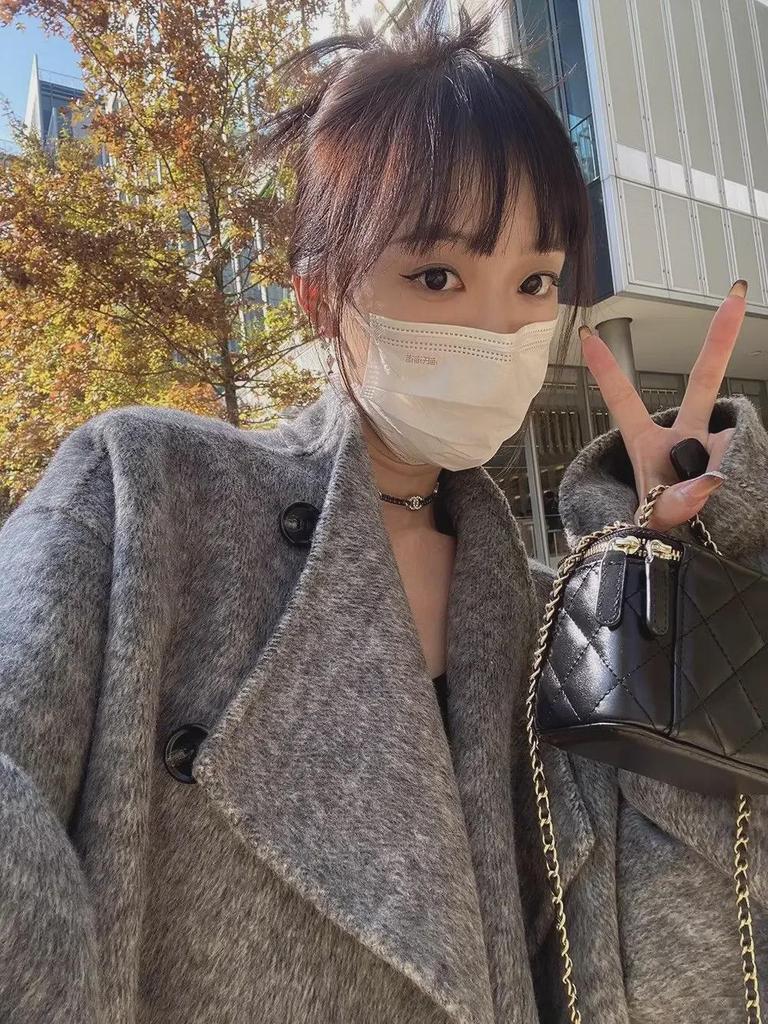 Женское серое шерстяное пальто средней длины - дизайн Dragon & Phoenix, свободный крой, корейский стиль, осень и зима 2024 г.