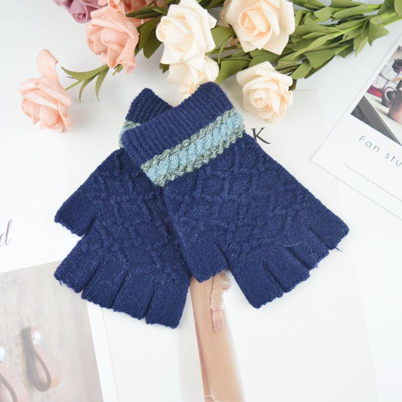 Мужские перчатки без пальцев зимние зимние теплые вязаные шерстяные утолщенные с открытыми пальцами