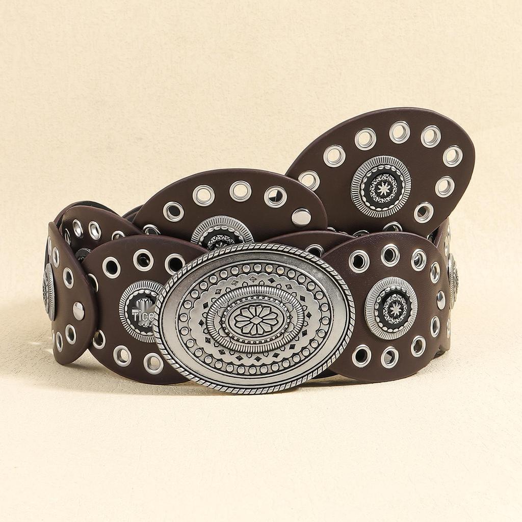 Женский ретро-платье с овальным поясом-люверсами в стиле пустоши