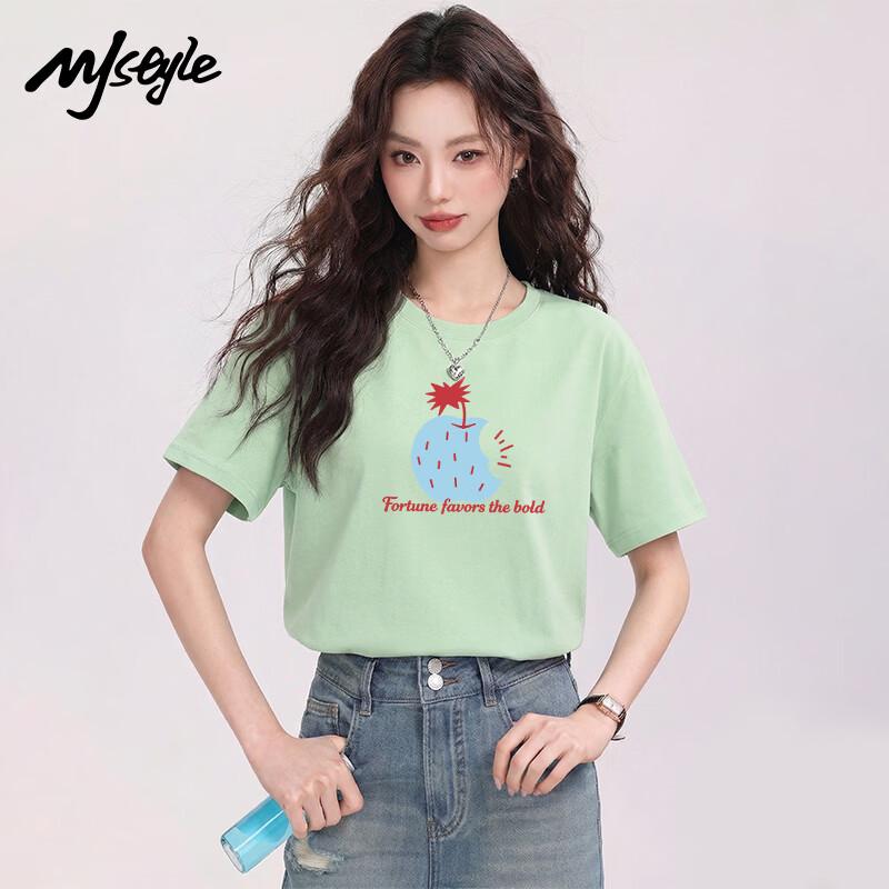 Женская футболка MJ STYLE из чистого хлопка с круглым вырезом и коротким рукавом