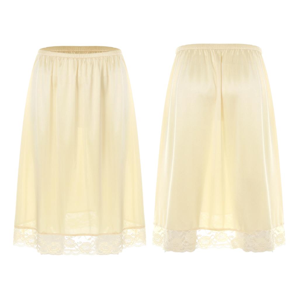 Женская стильная одежда, эластичный пояс, кружевная юбка с подолом, тонкая шелковая атласная однотонная внутренняя юбка