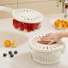 Plastic Fruit Drain Basket with Lid Fruit Vegetable Washing Bowl Foldable Handle Colander Multifunctional Refrigerator Crisper