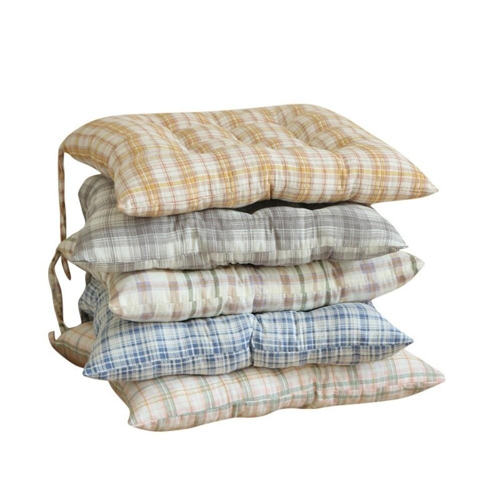 4cm Thickness Seat Cushion Grid Stripes Pattern Sofa Cushion Breathable Stool Cushion Home Office