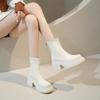 Fashion 2025 New Thick Bottom Ankle Boots for Women Spring Autumn Fashion Women's Shoes Chunky High Heels Round Head Short Boots