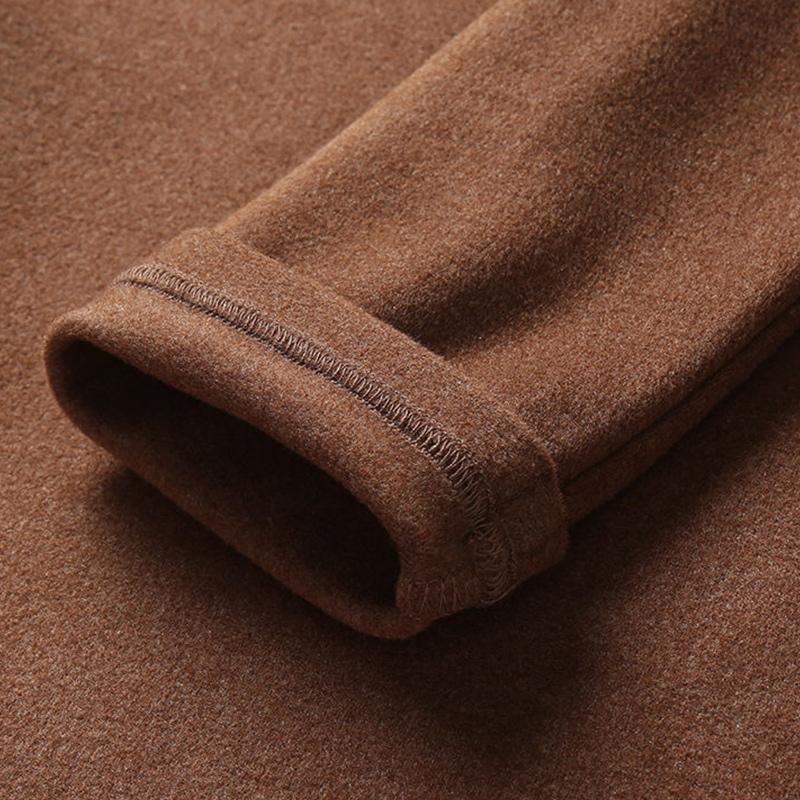 Autumn Winter Half Collar Solid Color Bottoming Tees Men Long Sleeve Add Velvet Casual Fashion T-shirt Male Pullover Top Homme