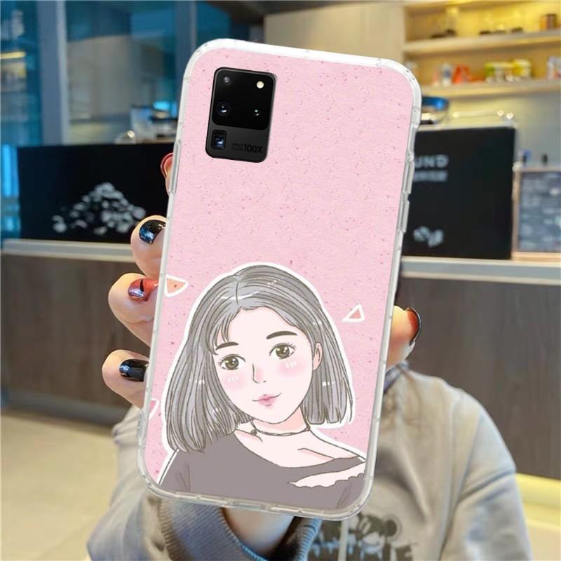 Чехол для телефона Sweet Girl Hand Drawns для Samsung Galaxy S10 S21 S22 Plus Ultra A91 A51 A21S A12 Прозрачная накладка для телефона