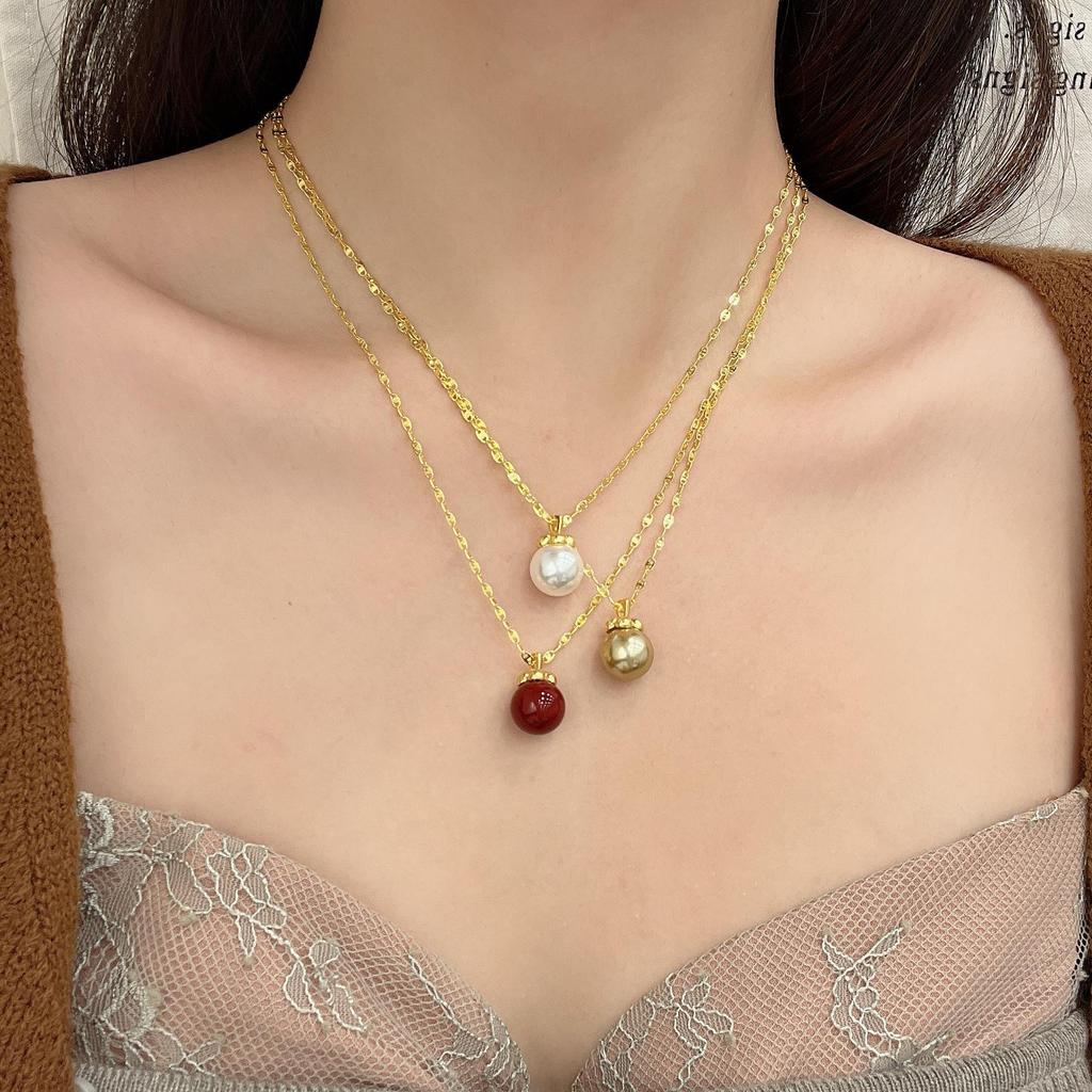 Korean Fashion Pearl Pendant Necklace: Elegant, Versatile, Multi-Color Clavicle Chain for Women