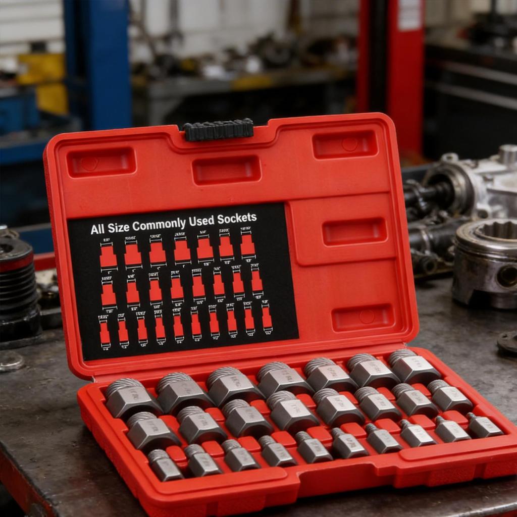 Bolt Extractor Set Easy Out Metal Heavy Duty Hand Tools 25-Piece Stripped Lug Nut Remover For Damaged Stripped Broken Screws