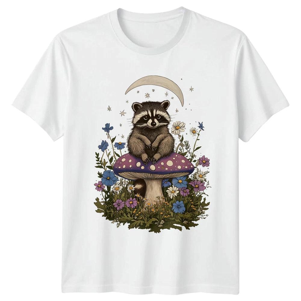 Raccoon On Mushroom TShirt Cute Animal TShirt