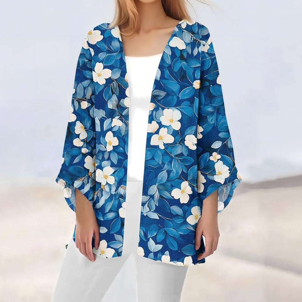 Женская повседневная и модная легкая куртка средней длины с принтом, кардиган, кардиган