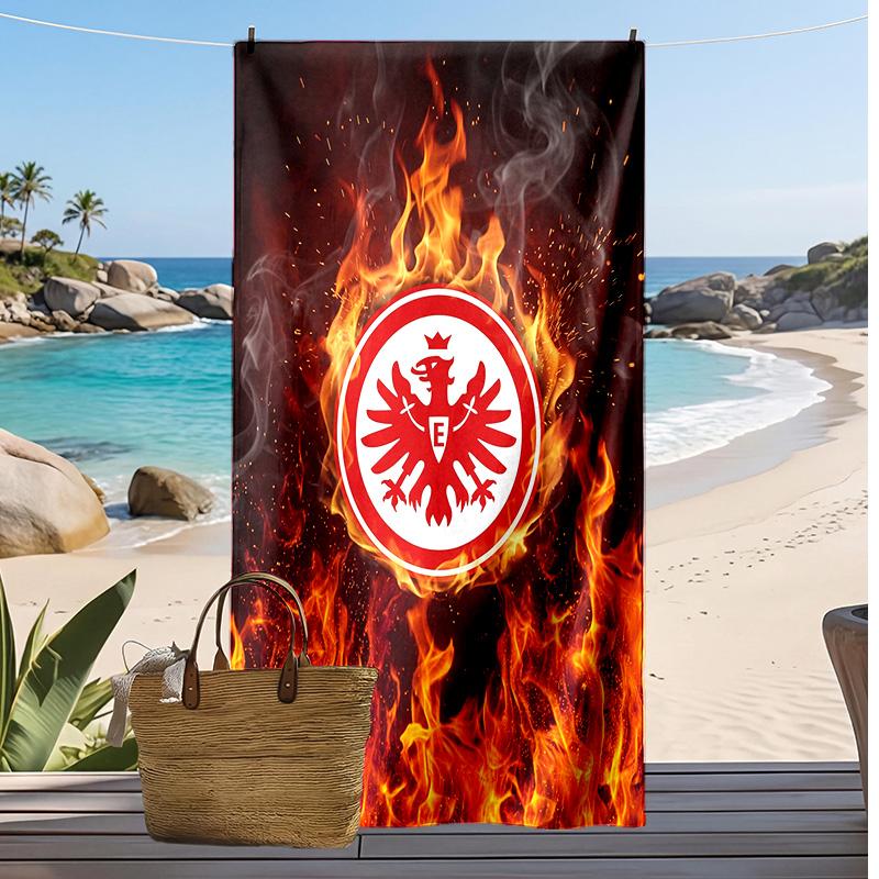Пляжное полотенце Eintracht Frankfurt Football Print, Большое Мягкое Быстросохнущее Полотенце для Пляжа Кемпинга Плавания