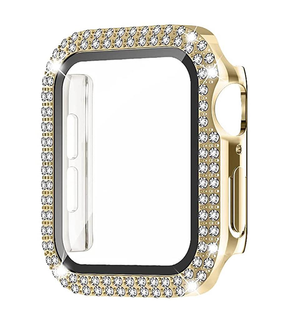 Алмазный чехол для Apple Watch Case 45мм 41мм 44мм 40мм 38мм 42мм Закаленное стекло Защита экрана iWatch series 9 7 SE 6 8 5 4 3