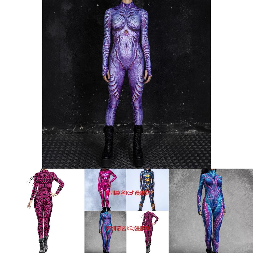 European Fantasy Halloween Costume Jumpsuit With 3d Digital Print For Cosplay Enthusiasts