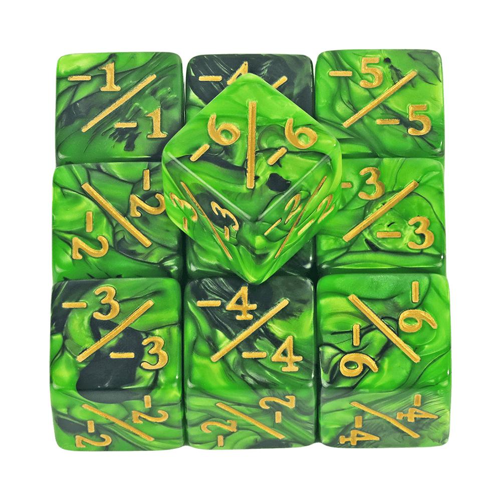 Коллекция шестигранных кубиков D6 Фишки 1/1 и -1/-1 Коллекция из 10 кубиков для обучения математике Детские арифметические игрушки Аксессуары для карточных игр