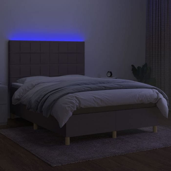 Maison Exclusive - Sommier à lattes de lit et matelas et LED Taupe 140x200cm Tissu