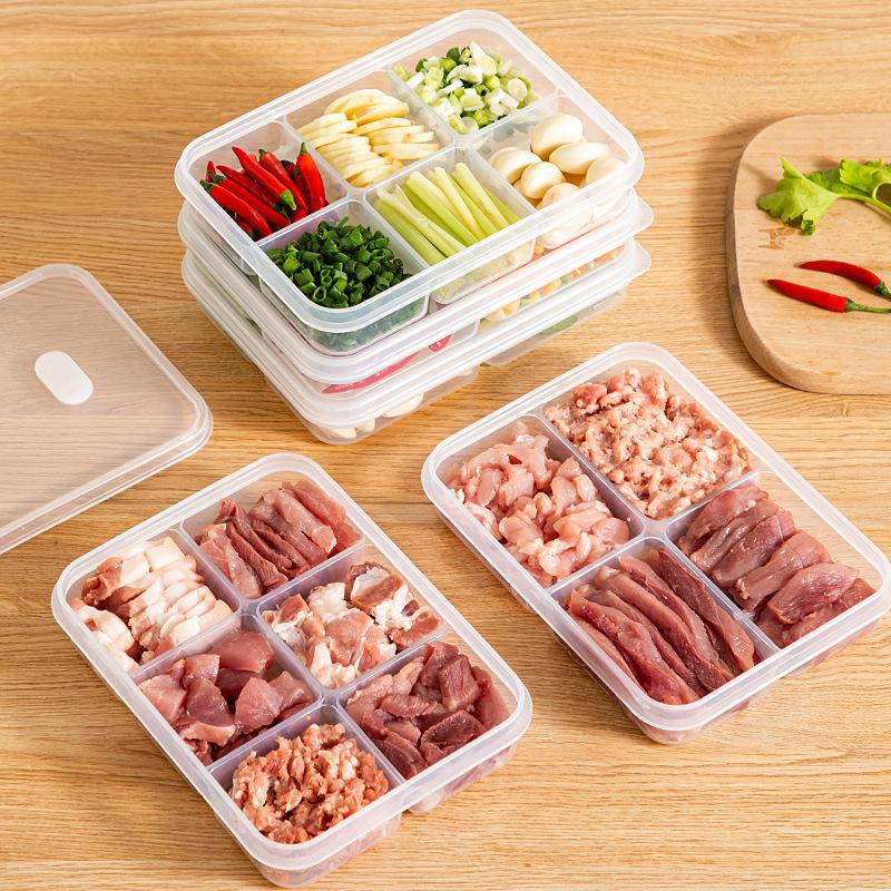 Контейнер для хранения в холодильнике, ланч-бокс, криспер для продуктов, герметичный контейнер для пищевых продуктов, замороженное мясо, 2/4/6 отделений, контейнер для хранения в холодильнике