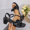 Модные сандалии 2025 с ремешком и пряжкой, удобная обувь для женщин, квадратный носок, блочный каблук, большой размер, костюм, женские, новая мода