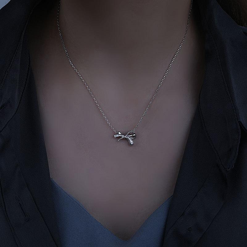 Ожерелье-бант Французский ретро темперамент Новый стиль Студенческая ключичная цепочка для женщин