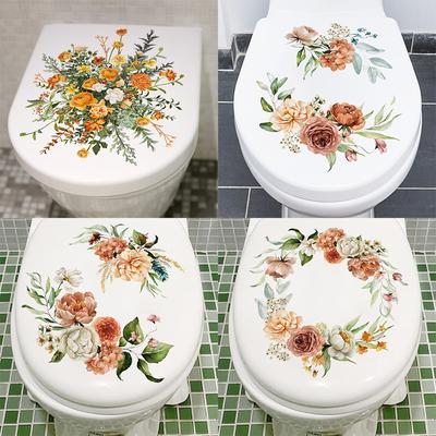 Водостойкая наклейка на унитаз для ванной комнаты, крышка сиденья, наклейки, съемная виниловая художественная наклейка из ПВХ, наклейка с цветами на холодильник