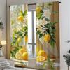 2Pc Vintage Lemon And White Flower Print Curtains Polyester Fabric Machine Washable, Suitable For Bedroom Living Room Decoration